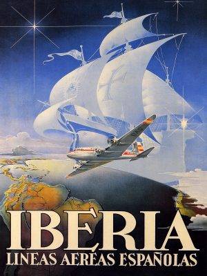 Iberia Airplane Travel Around The World Spanish Explorers Ship Spain