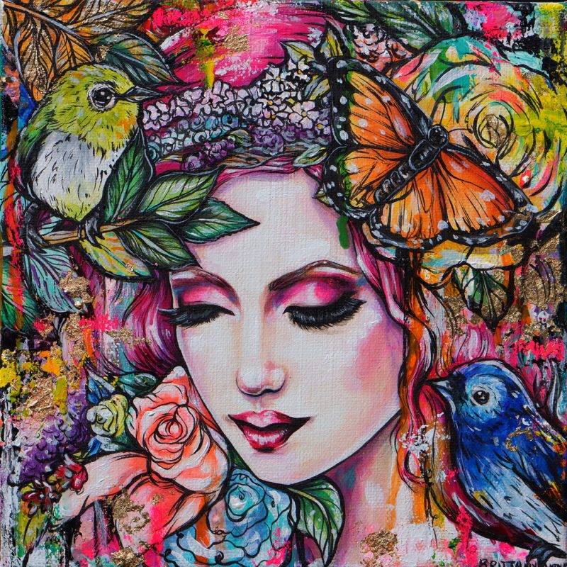 Bohemian Dreaming - Giclee Fine Art Print Colorful Happy Woman With ...