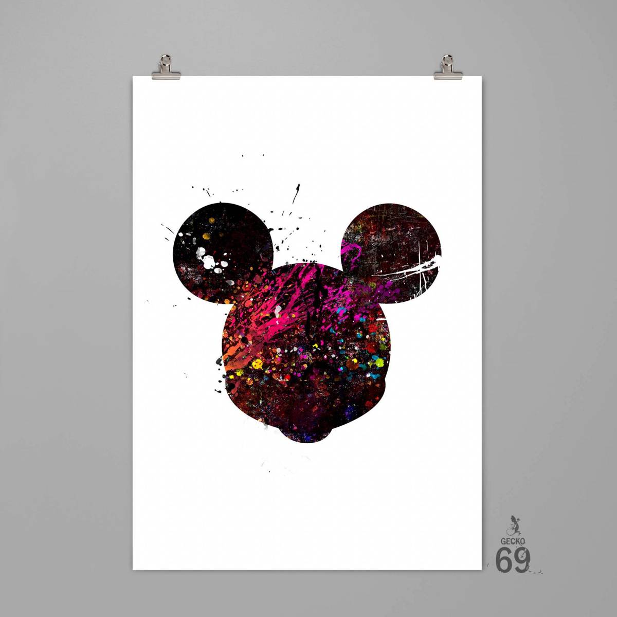 Mickey Mouse Print Disney Wall Art Modern Art Print Splattered ...