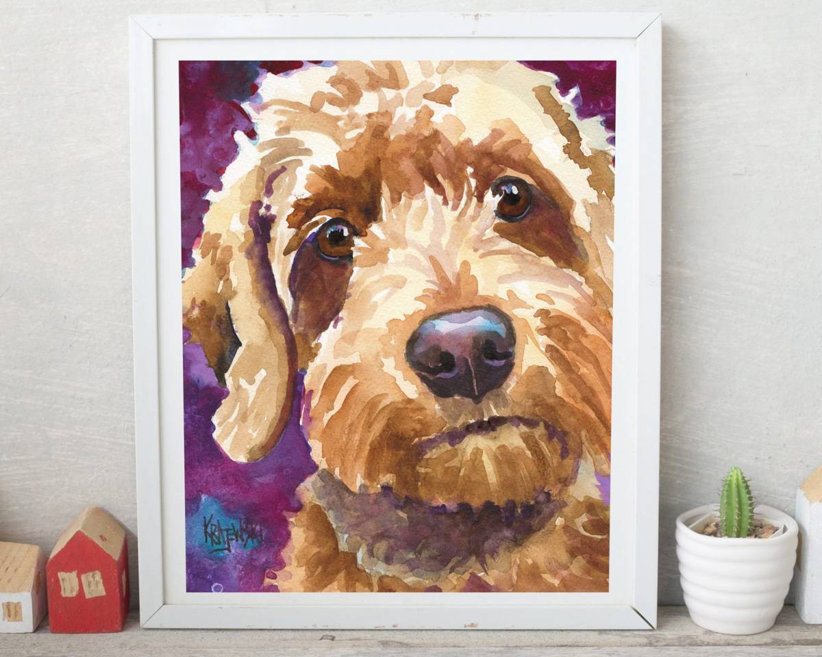 Goldendoodle Art, Dog Wall Decor Art, Print Watercolor Painting ...