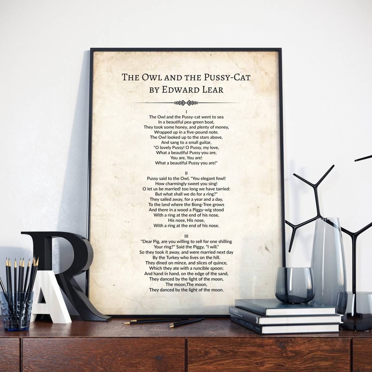 The Owl And The Pussy Cat Poem By Edward Lear Edward Lear Poetry Wall Art Edward Lear Poem