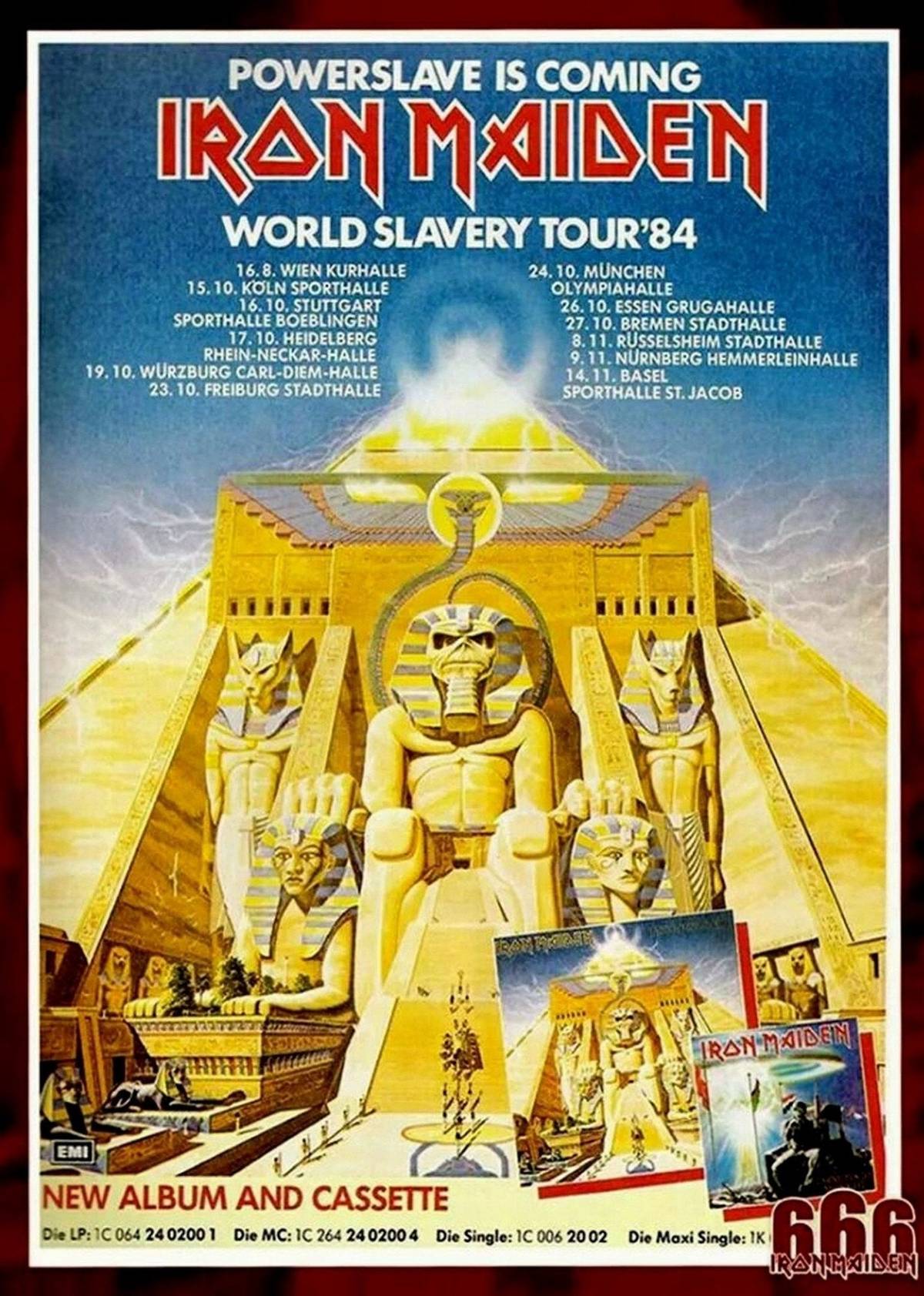 Iron Maiden Vintage World Slavery Tour 1984 Poster Canvas Wall Art