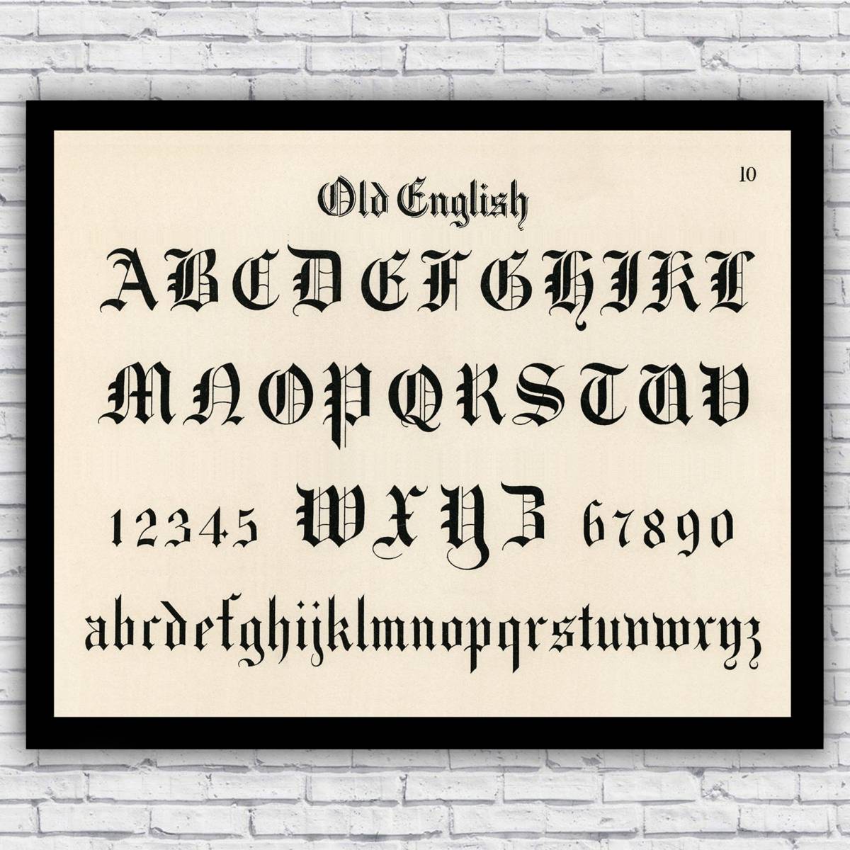 Old English Alphabet Lettering Typography - Wall Art Repro Print Decor ...