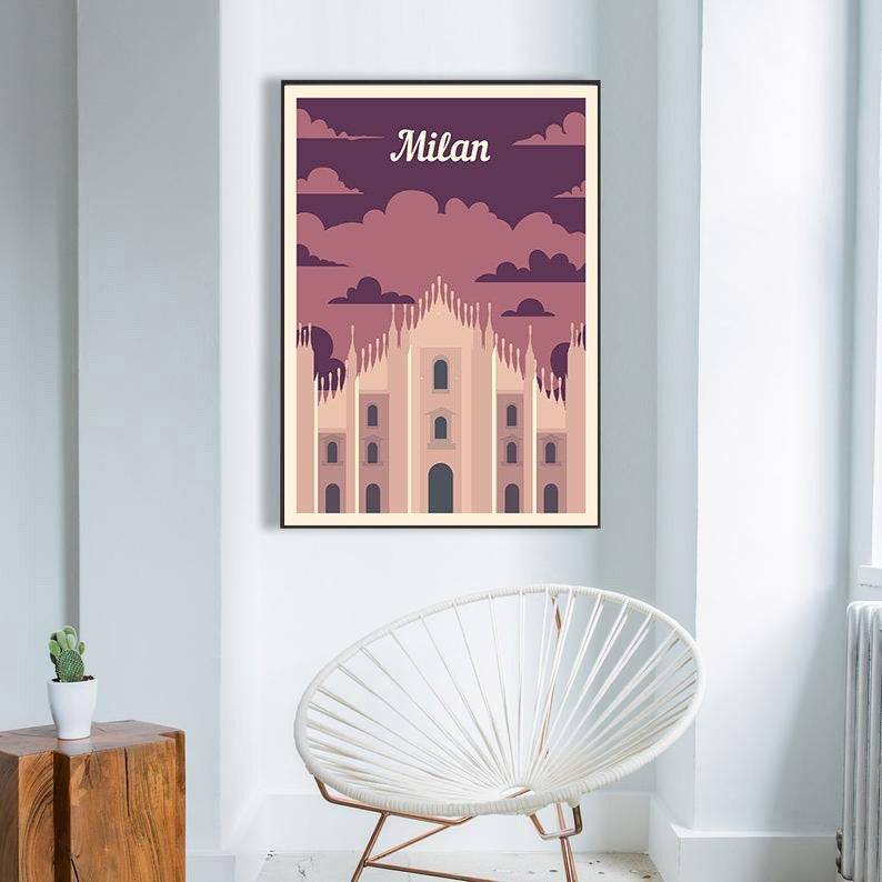 Milan Poster, Italy Posters, Vintage Travel Poster, Travel Art, Retro ...