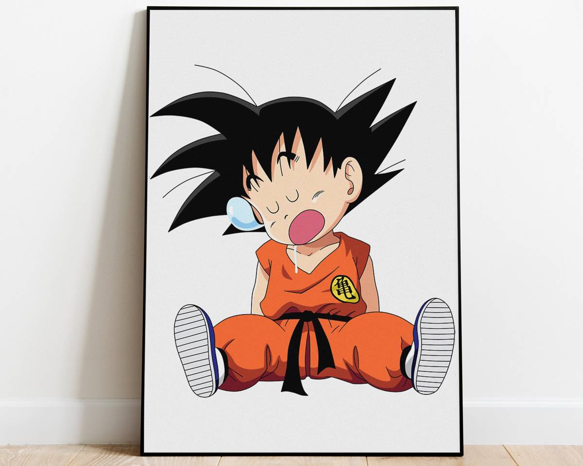 Baby Goku Sleeping Print Poster, Dragon Ball Z, Japanese Cartoon, Anime ...