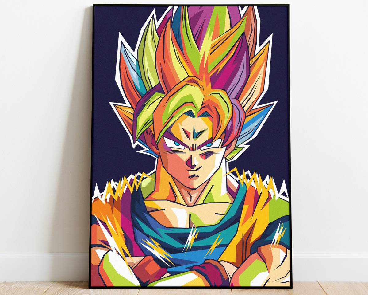 Super Saiyan Print Art Poster, Dbz Son Goku Print Poster, Dragon Ball ...