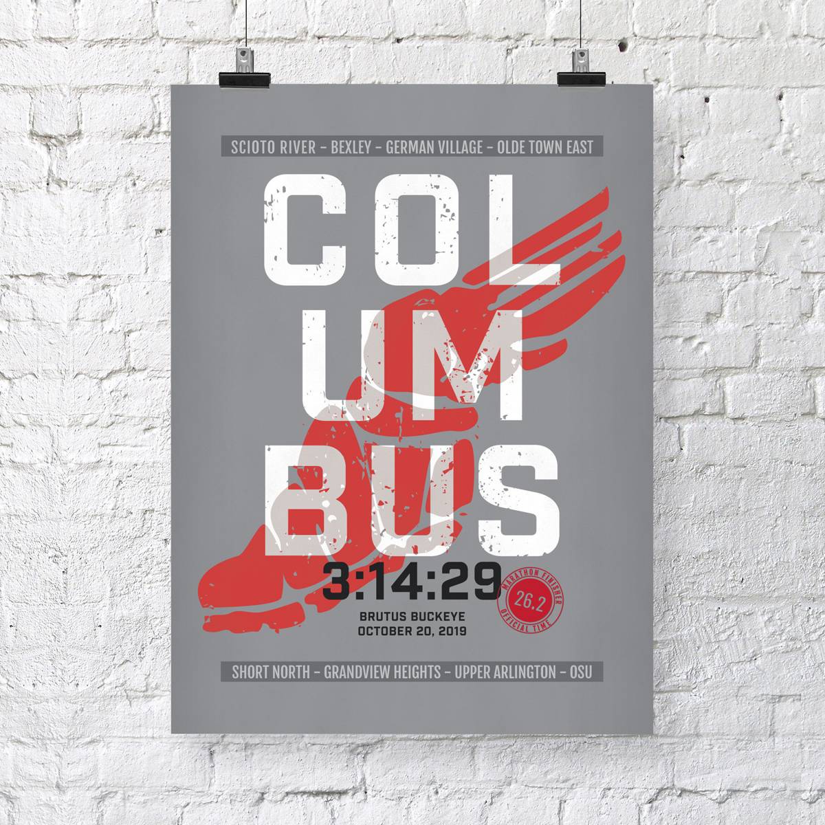 Columbus Marathon Print, Personalized Runner Gift, Columbus Marathon