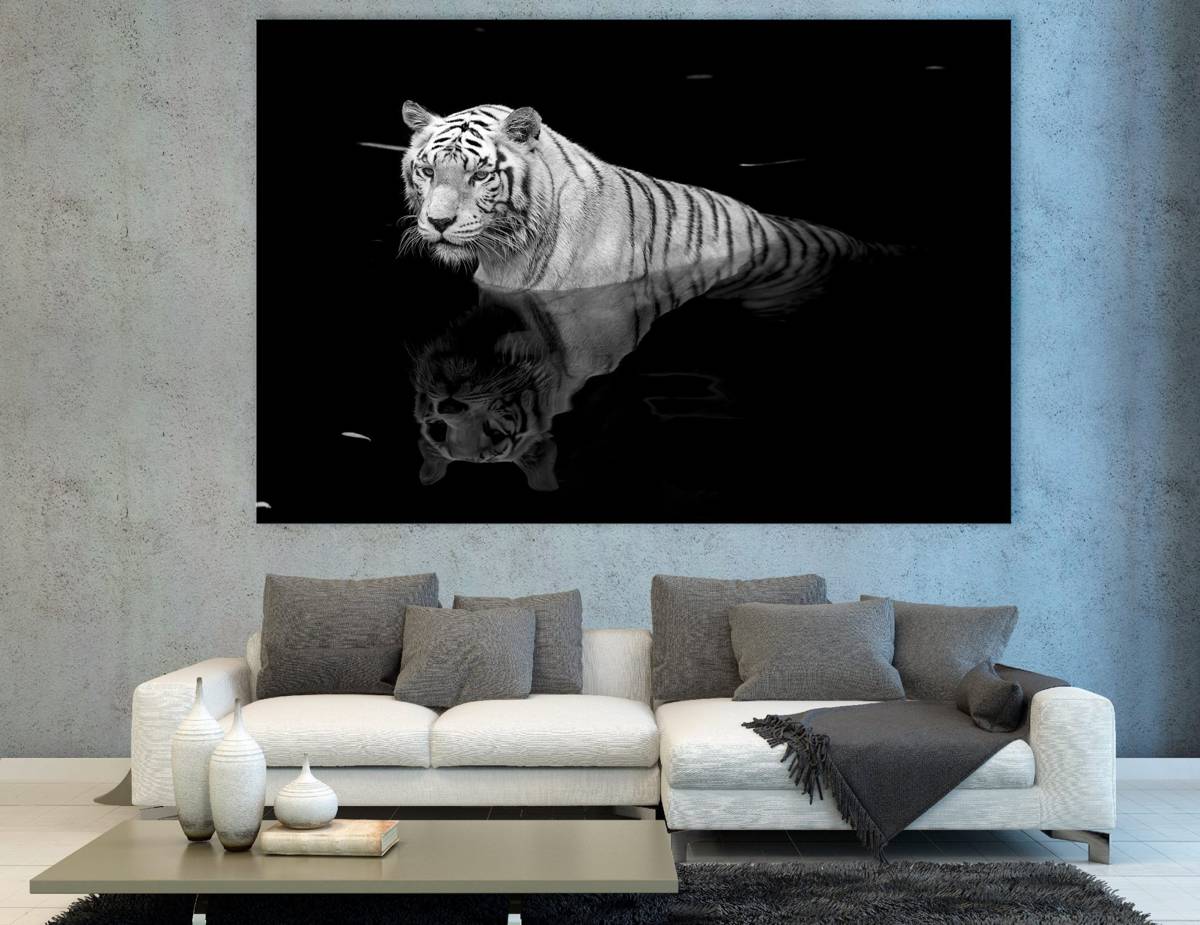 White Tiger Canvas , Tiger Print Art, Tiger Canvas Art, Tiger Wall ...