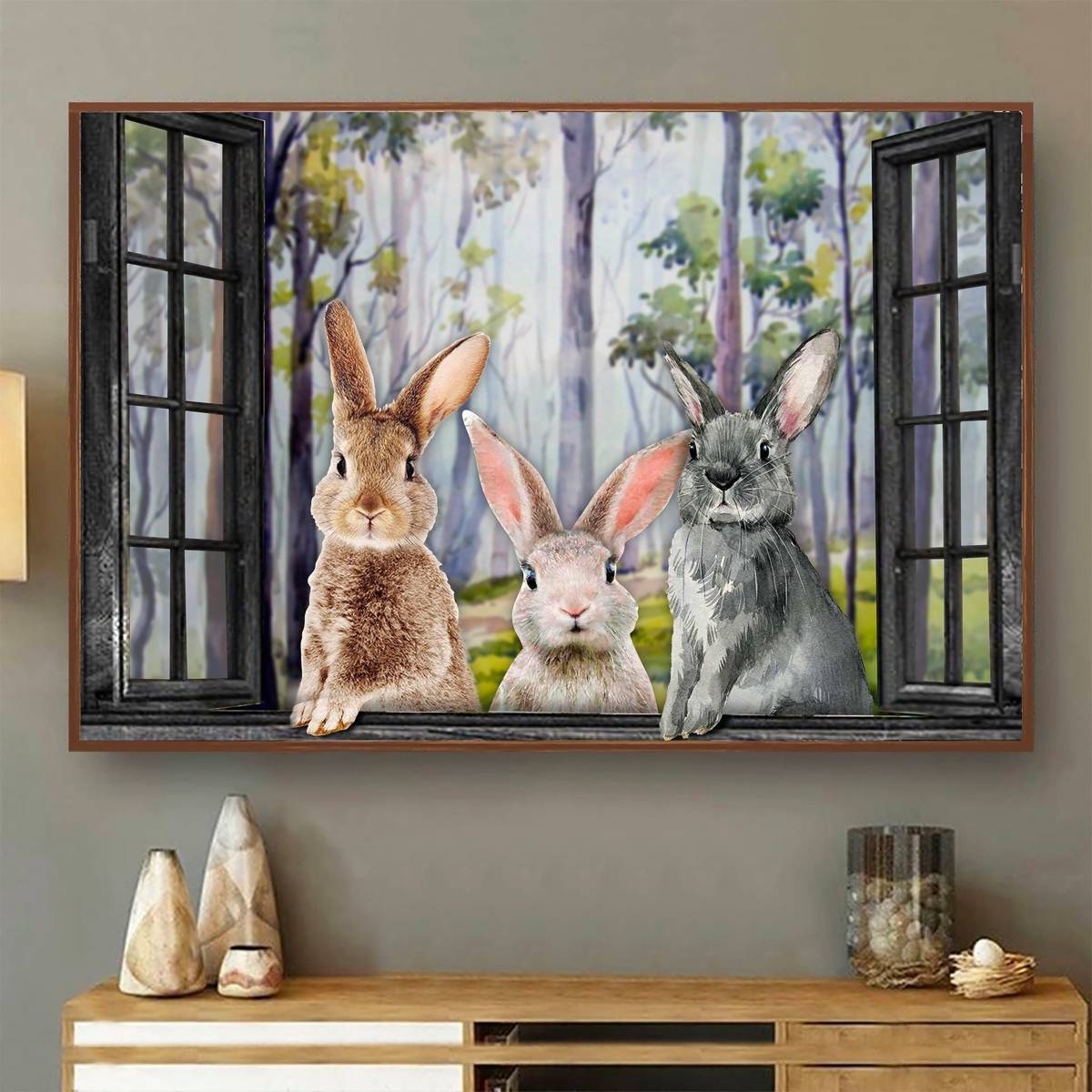 Rabbits Poster, Funny Rabbits Poster, Bunny Rabbit Decor, Rabbits ...