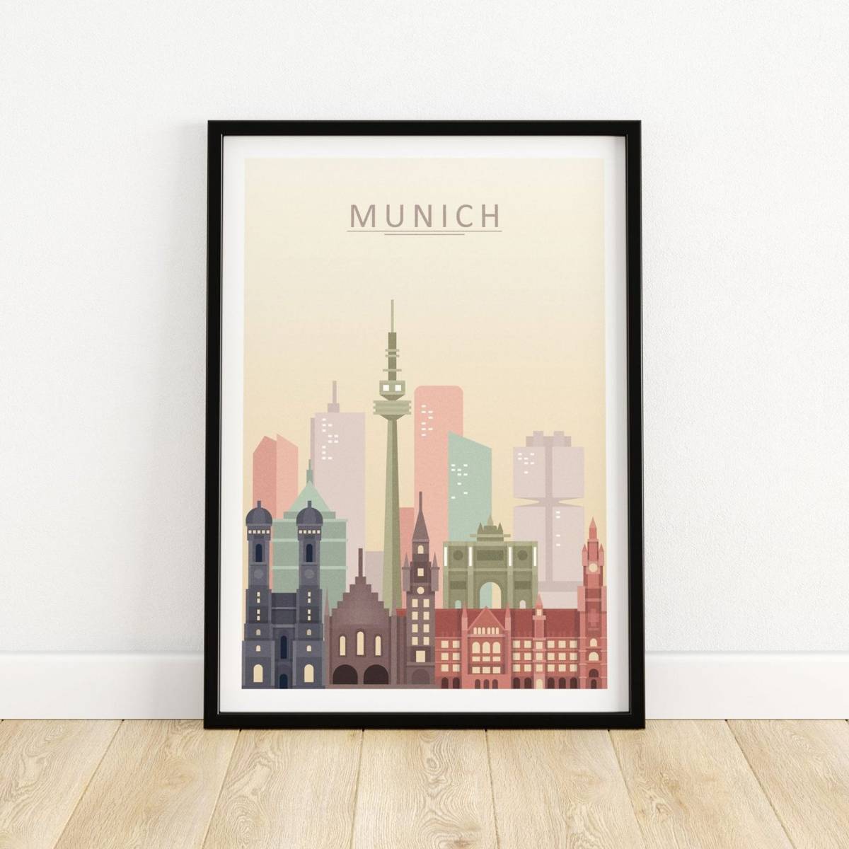 Munich City Skyline Print - München German Wall Art Poster - Munich ...