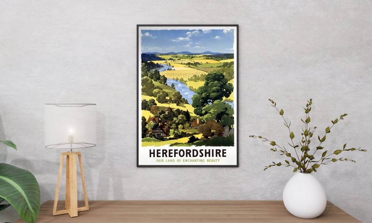 Vintage Travel Posters, Herefordshire Poster , Travel Art,Retro Colors ...