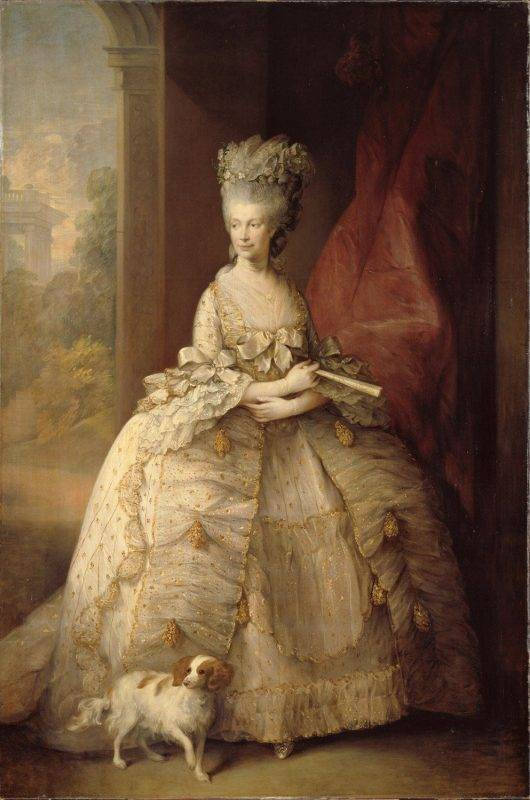 Portrait Of Queen Charlotte Of England With A Dog Painting By Thomas