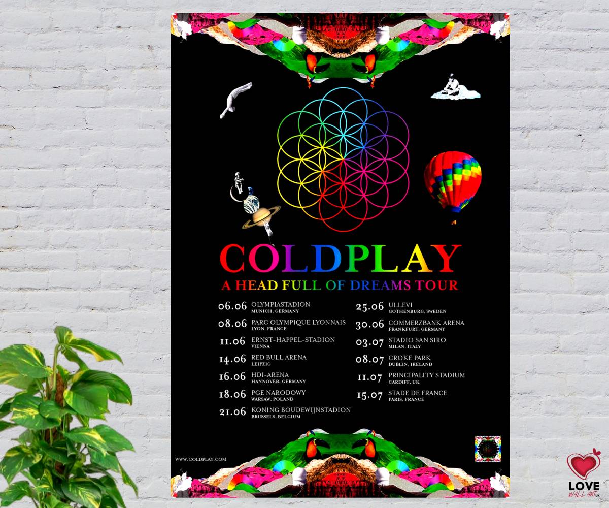 Coldplay A Head Full Of Dreams 2006 Music Concert Tour Poster Print ...