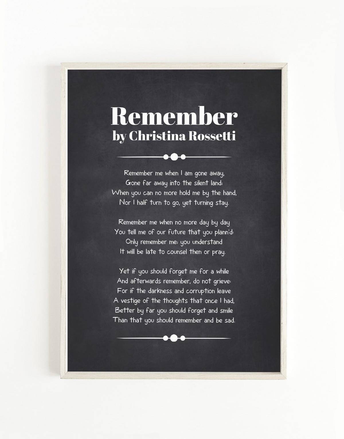 Remember Poem By Christina Rossetti, Funeral Poem, Gift For Funeral ...