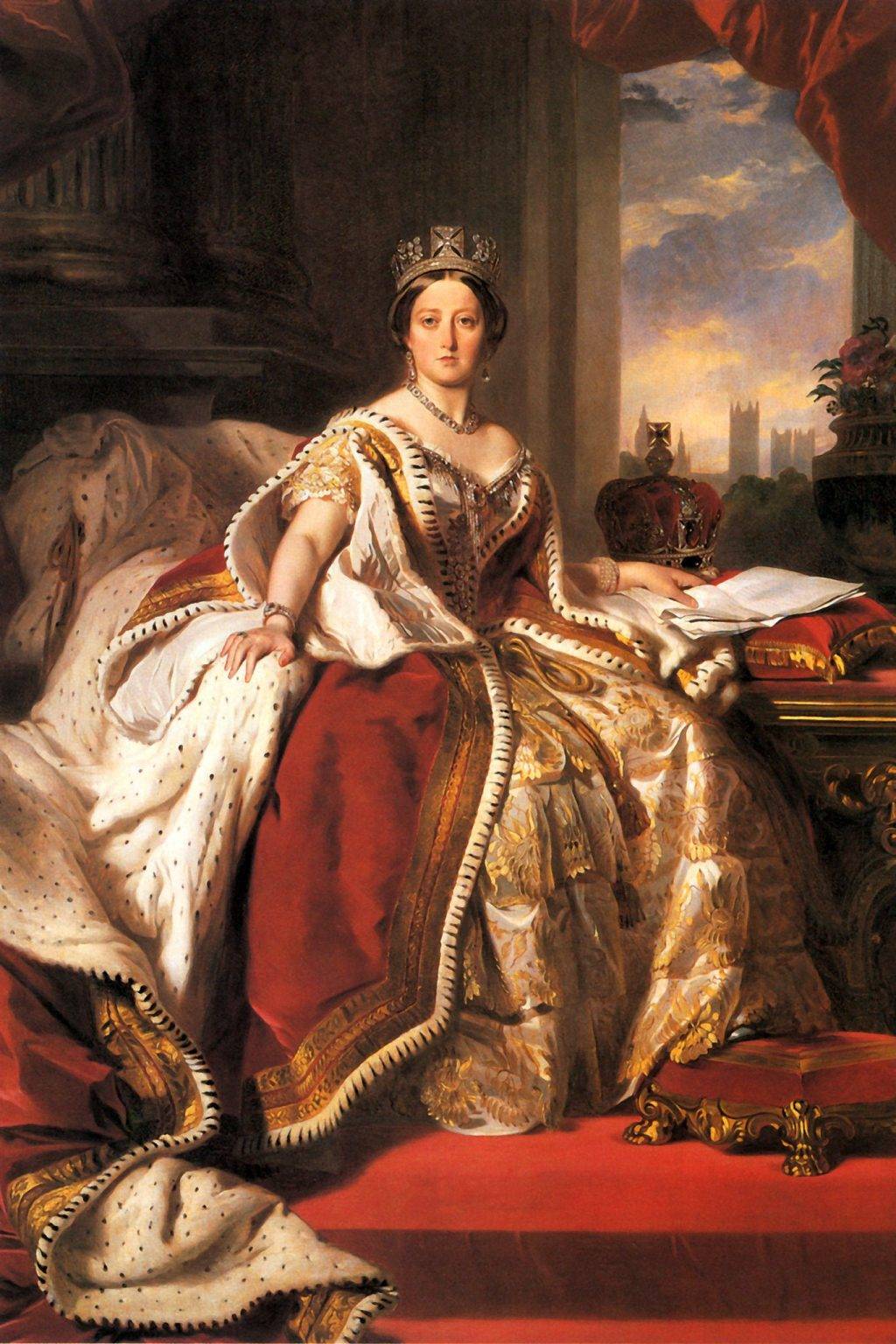 Queen Victoria Wearing The Robes Of State England 1859 Painting By