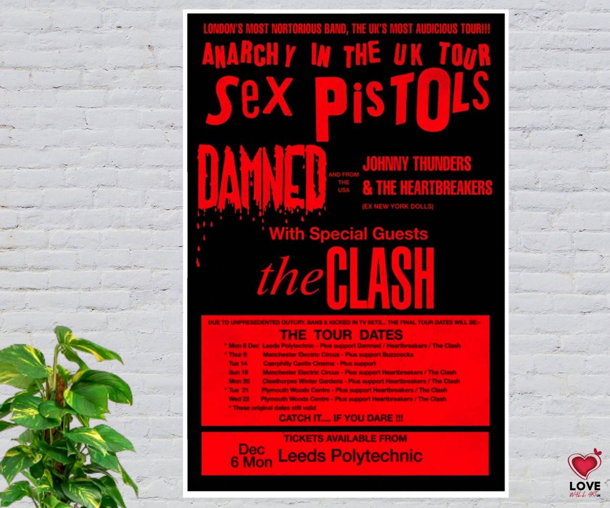 Sex Pistols Anarchy In The Uk Tour 1976 Music Concert Poster Print