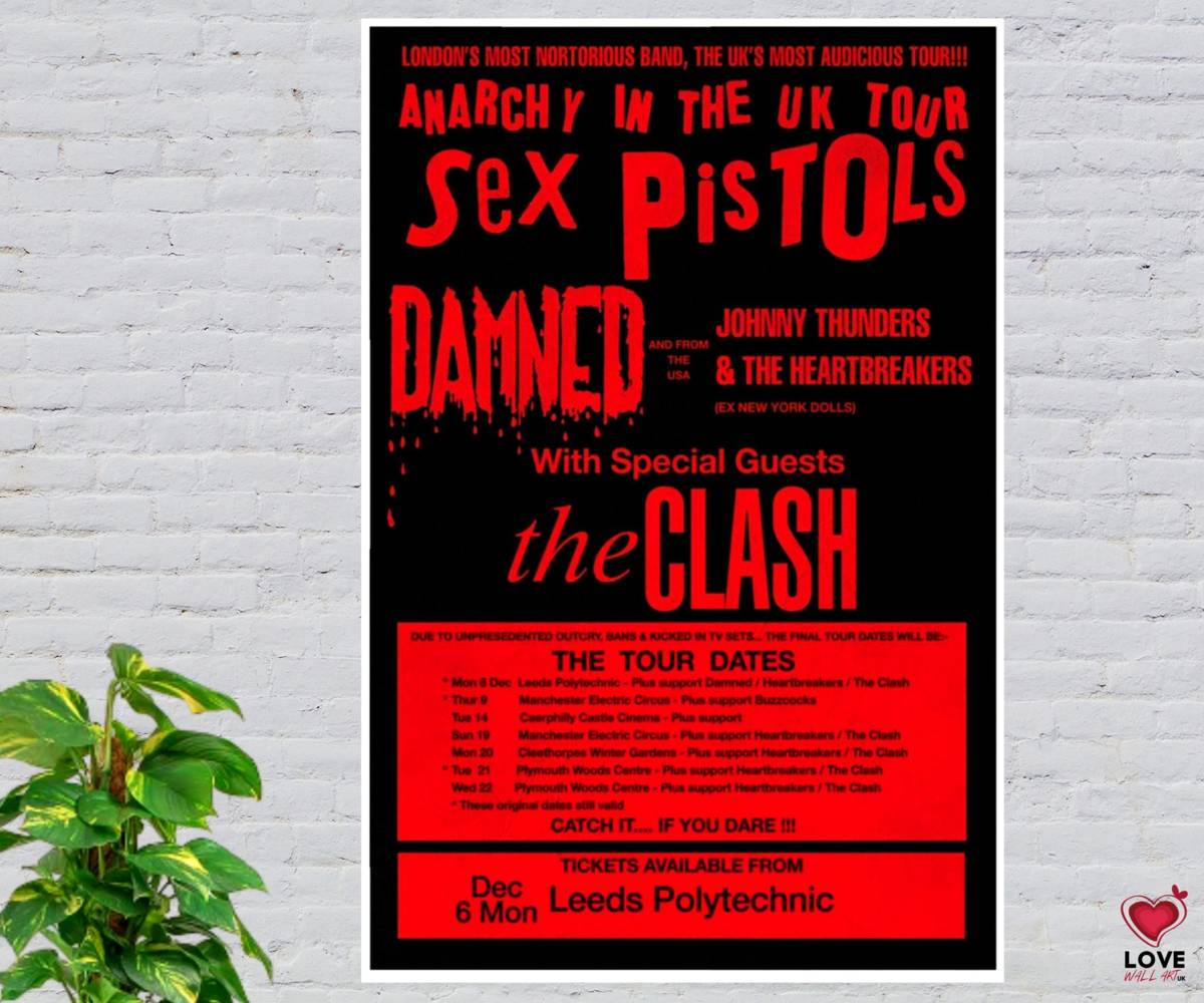 Sex Pistols Anarchy In The Uk Tour 1976 Music Concert Poster Print 