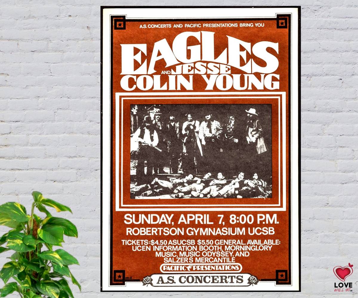 the eagles music concert poster sunday 7th april 1974